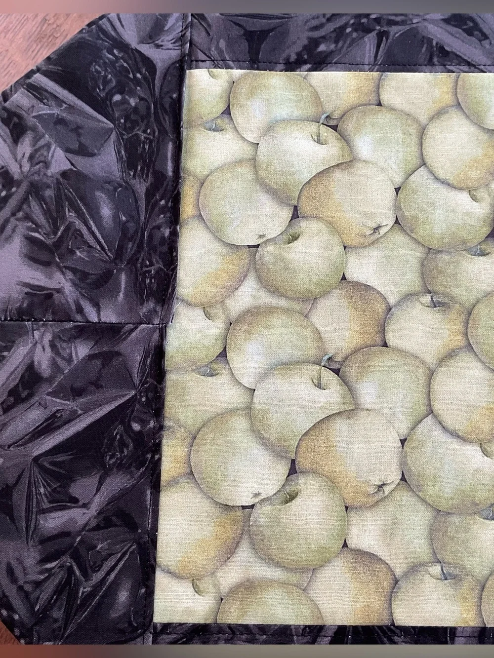 Handmade Table Runner - Fall Apple & Grey/Black Design